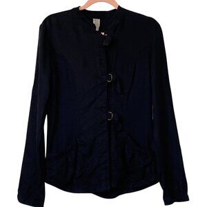 NEW XCVI Long Sleeve Black Tunic Top w/ Front Straps Sz. S